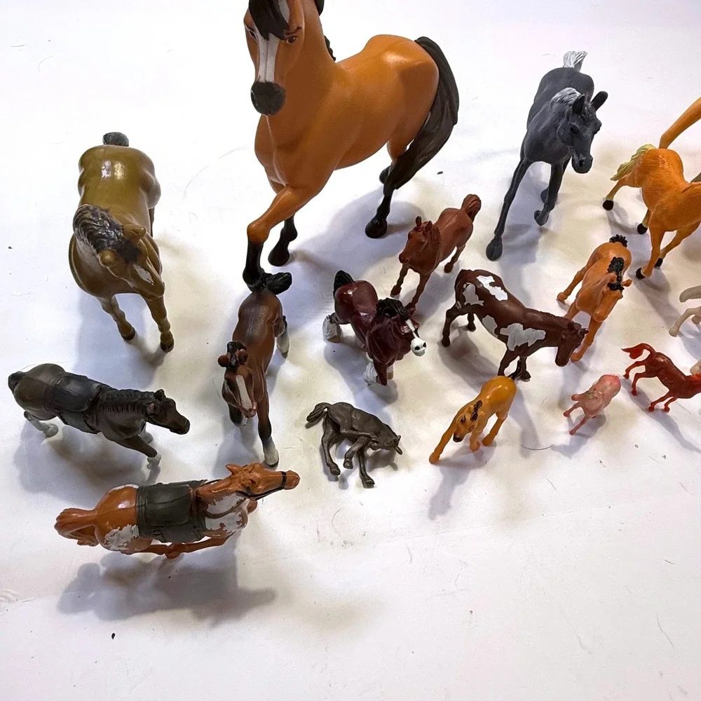 Mixed Toy Horse Farm Animal Figure Lot Breyer Schleich Style 25+ Pieces